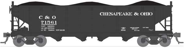 Broadway Limited 2770 HO C&O ARA 70-Ton 4-Bay Hopper w/Load Set C (Pack of 4)