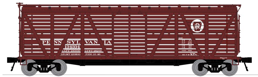 Broadway Limited 3354 N Pennsylvania Railroad PRR K7 Stock Car with Cattle