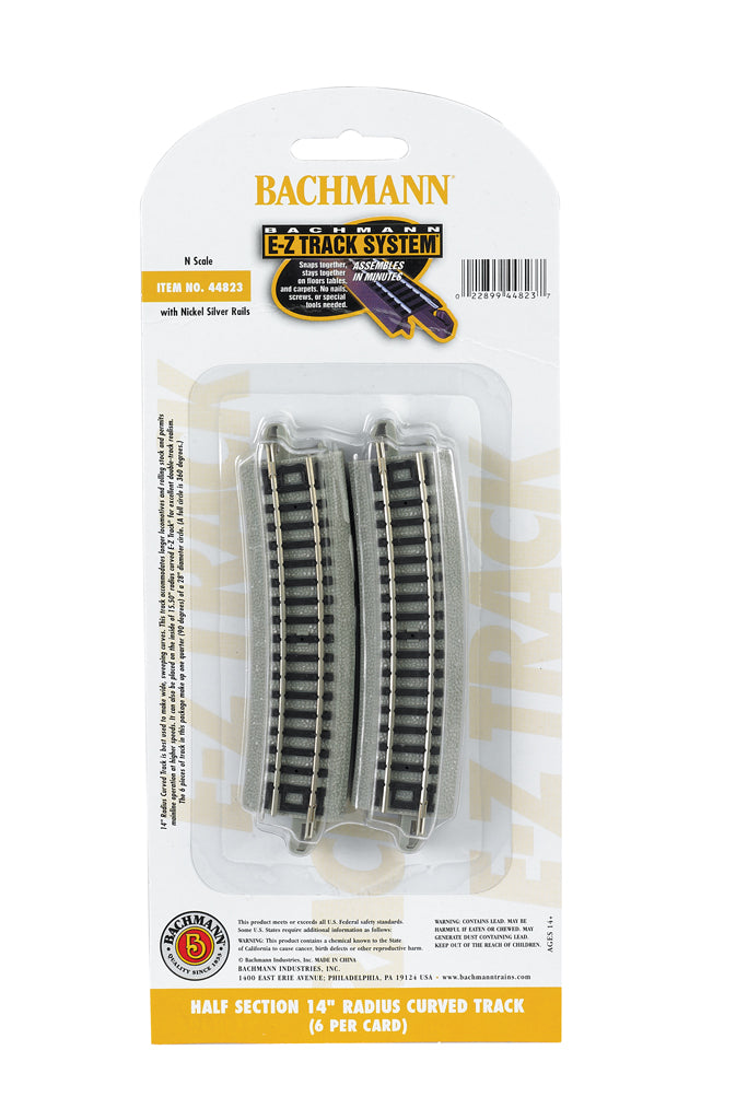 Bachmann 44823 N Nickel Silver Half Section 14" Radius Curved E-Z Track