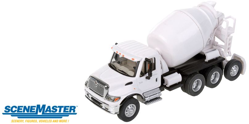 Walthers 949-11678 HO Assembled White International 7600 3-Axle Cement Mixer