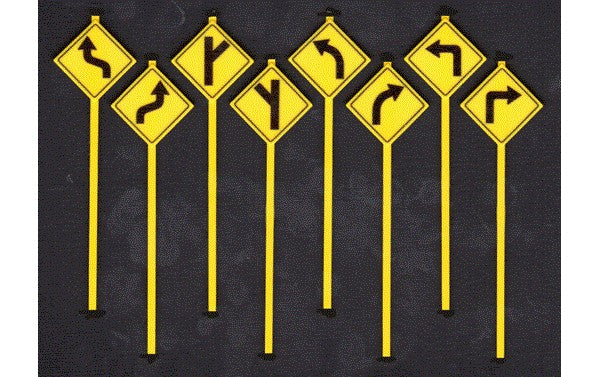 Tichy 2072 O Road Path Warning Signs Set #1 (Pack of 8)