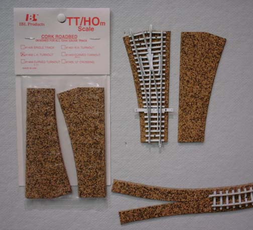 Itty Bitty Lines 1404 TT Cork Roadbed Precut Left Hand Curved Turnout