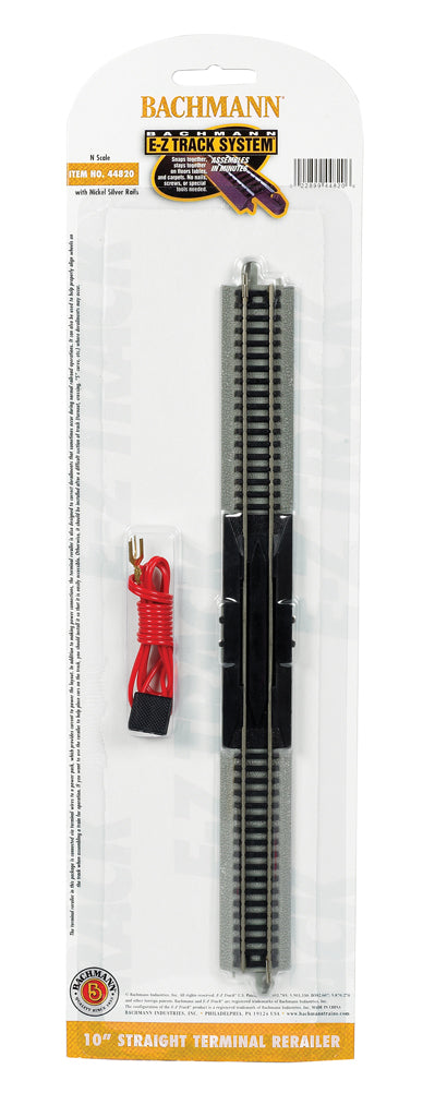 Bachmann 44820 N Nickel Silver10'''' Straight E-Z Track Terminal Rerailer