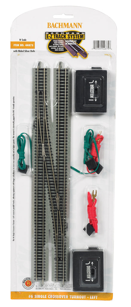 Bachmann 44875 N Nickel Silver #6 E-Z Track Left-Hand Single Crossover Turnout