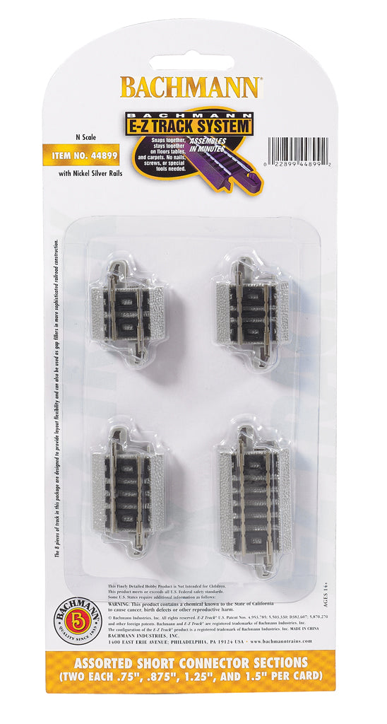 Bachmann 44899 N Nickel Silver E-Z Track Assorted Short Connector Sections
