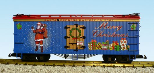 USA Trains R13025 G 2007 Christmas Reefer Car- Plastic Wheels