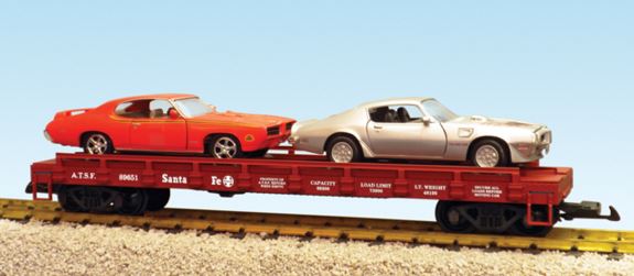 USA Trains 1721A G Santa Fe Flat Car with Autos