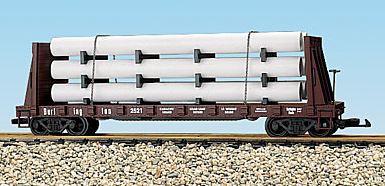 USA Trains 17607 G Chicago, Burlington & Quincy Pipe Load Flatcar Brown