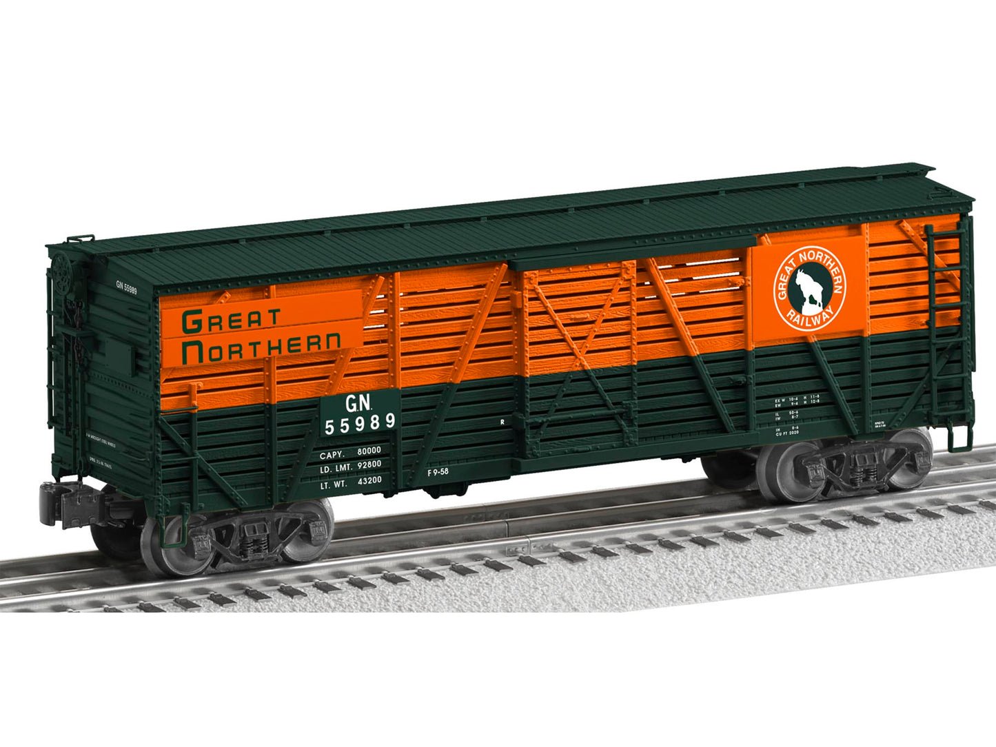 Lionel 6-82313 O Great Northern ACF 40-Ton Stock Car #55989