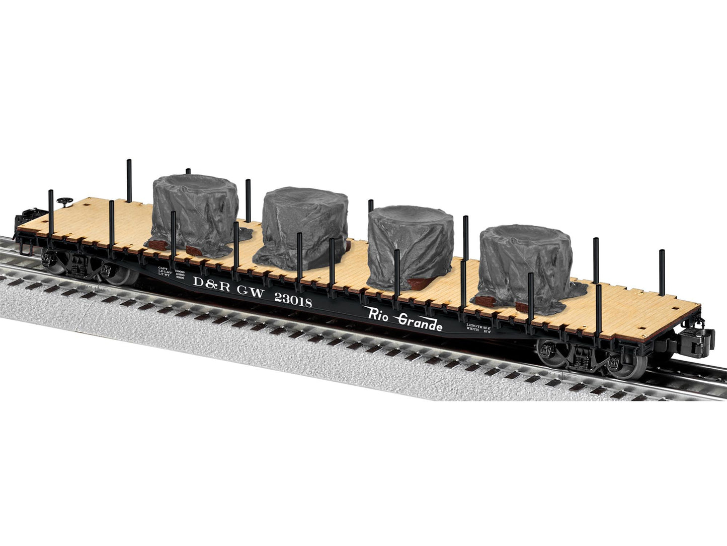 Lionel 6-82704 O Denver & Rio Grande Western Flatcar w/Stakes & Tarped #23018