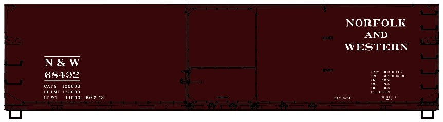 Accurail 4642 HO 40' Dbl Sheath Wood Boxcar Kit - N & W #68492
