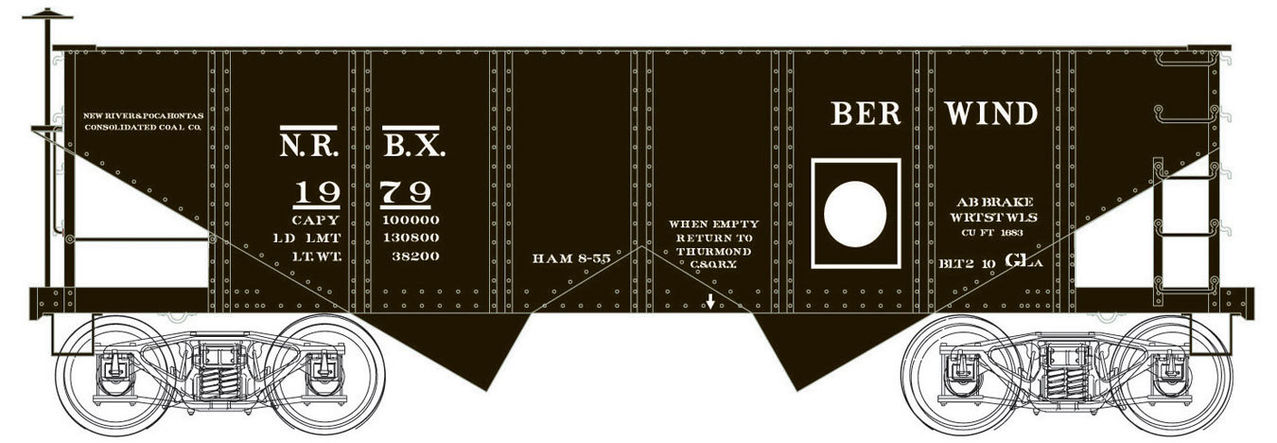 Bowser 41125 HO Berwind Coal Coal NRBX PRR Class GLa 2-Bay Open Hopper #1978
