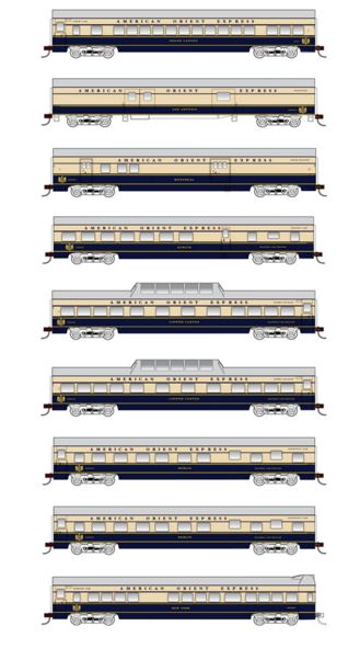Con-Cor 194801 HO American Orient Express 9-Car Set