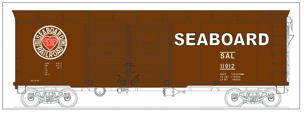 Bowser 41060 HO Seaboard Air Line X31a Round-Roof Double-Door Boxcar #11912