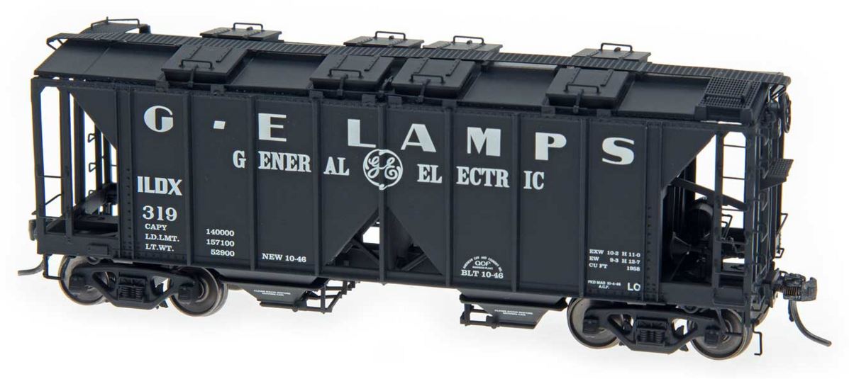InterMountain 48636 HO G-E Lamps 1958 Cu.Ft 2-Bay Covered Hopper w/Open Sides