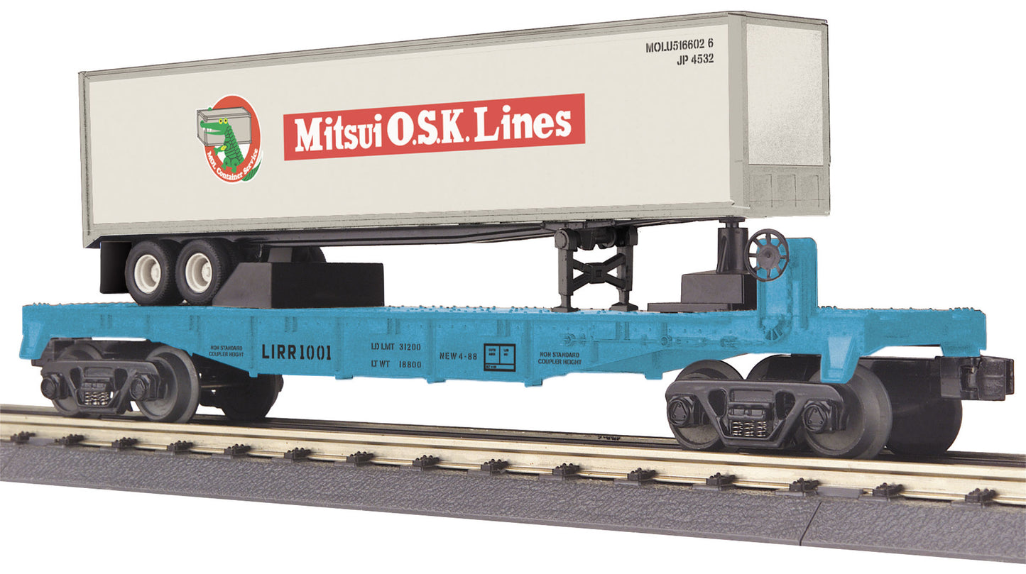 MTH 30-76586 O Long Island Flatcar w/ 40' Trailer - 3-Rail - RailKing®