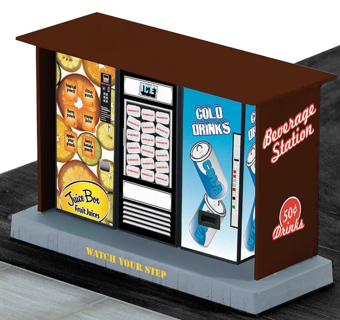 Lionel 6-22387 O Kiosk with 3 Illuminated Vending Machines