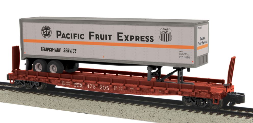 MTH 35-76015 S Pacific Fruit Express Flatcar with 48' Trailer (Smooth) #475205