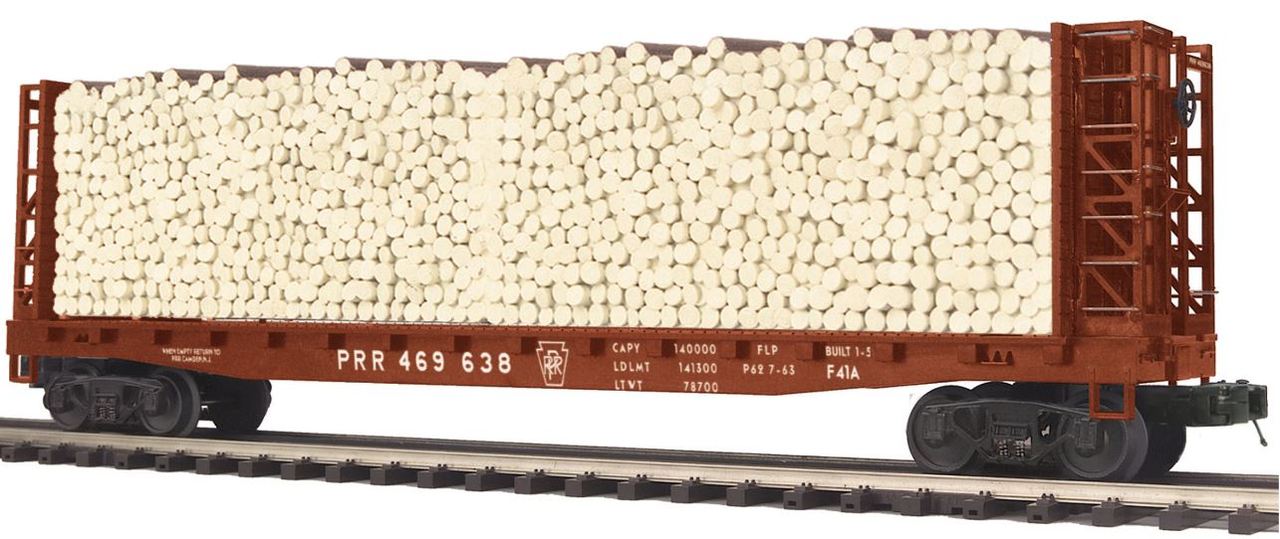 MTH 20-95169 O Pennsylvania Bulkhead Flatcar w/ Log Load