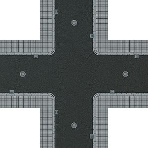 Busch 1104 4-Way Intersection Crossing w/Sidewalks