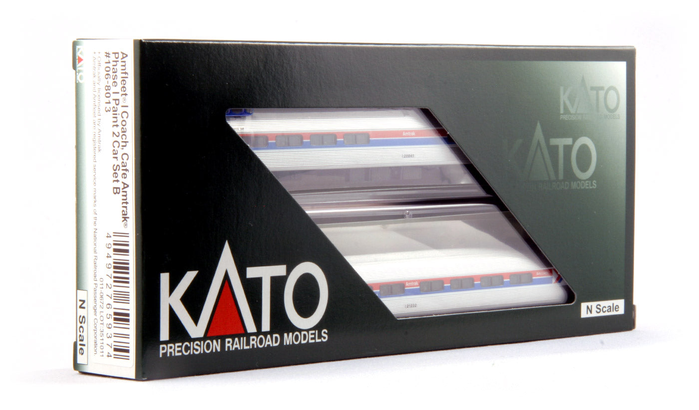 Kato 106-8013 N Amtrak Amfleet I Phase I Coach & Cafe Set B (Set of 2)