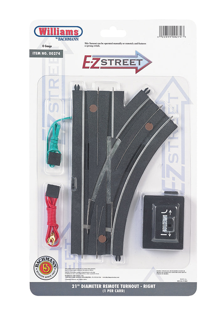 Williams 00274 O E-Z Street 21" Right Hand Remote Switch Turnout