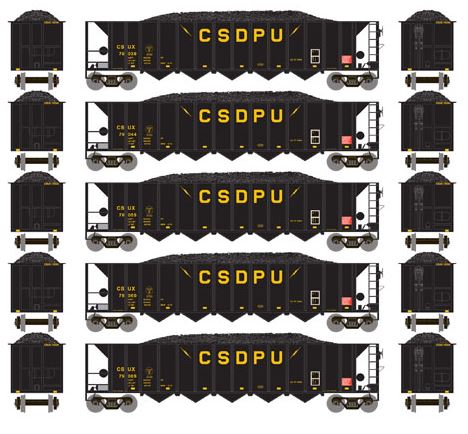 Athearn 98334 #2 HO Scale CSDPU 5-Bay Rapid Discharge Hopper (Set of 5)