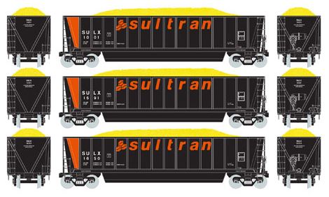 Athearn 97540 HO Sultran Bathtub Gondola w/Coal Load RTR (3) #1