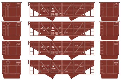 Roundhouse 70226 HO Santa Fe 34' 2-Bay Hopper w/Coal Load #1 (4)