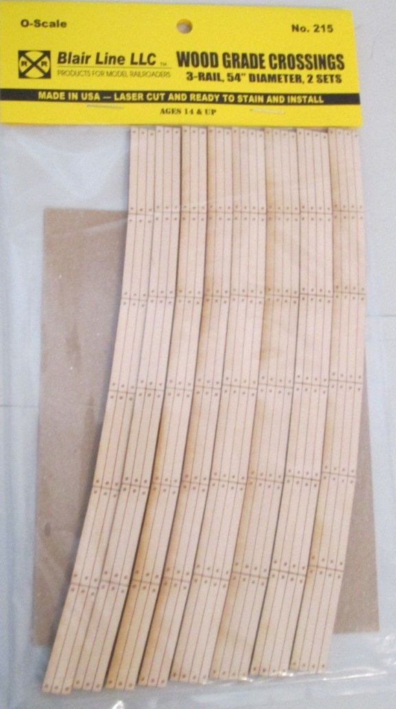 Blair Line 215 O 3-Rail 54" Diameter 2-Lane Curved Laser-Cut Wood Grade Crossing