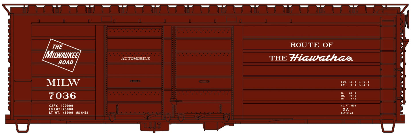 Accurail 3985 HO Milwaukee Road Route of the Hiawathas 40' Boxcar # 7036 Kit