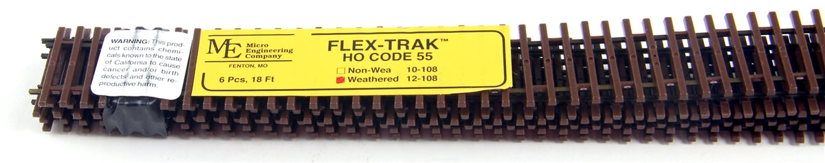 Micro Engineering 12-108 HO Code 55 36" Weathered Flex-Track (Pack of 6)