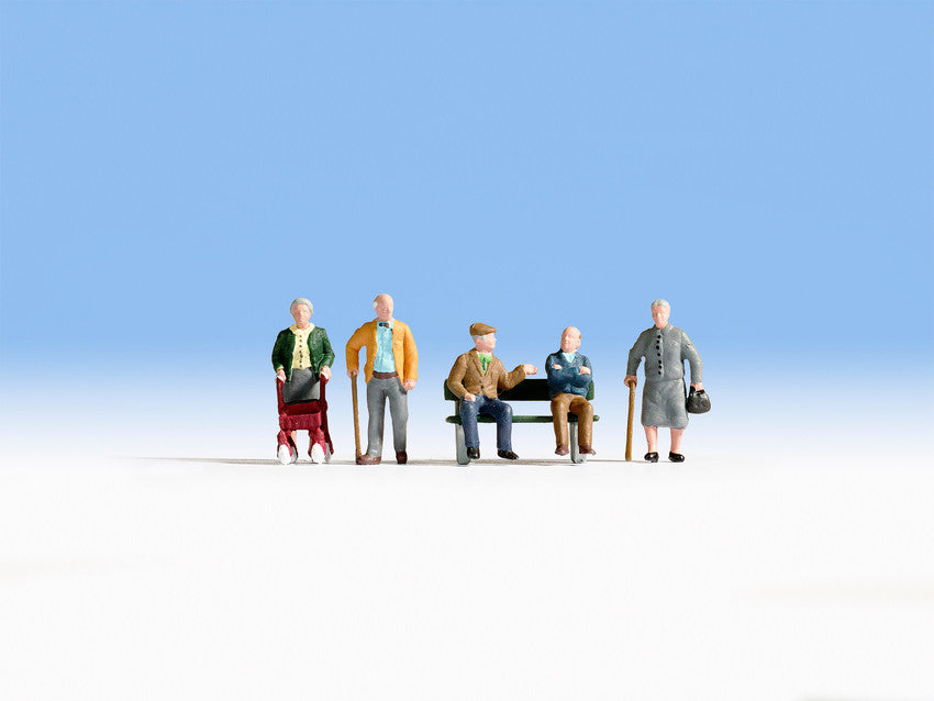 Noch 15551 HO Scale Senior Citizens with Accessories Figures (Set of 5)