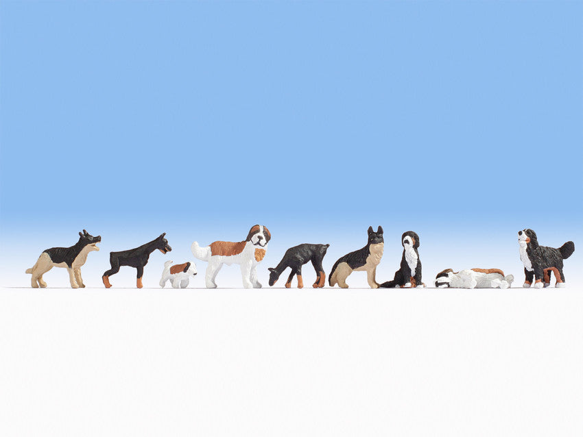 Noch 15717 HO Dogs #1 Figures (Set of 9)