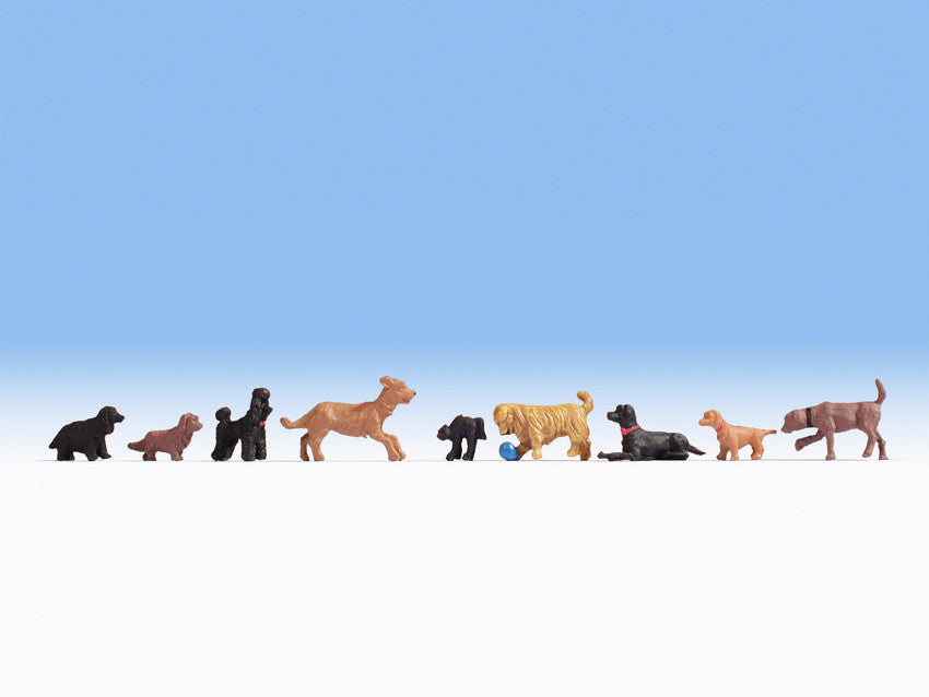 Noch 15719 HO Dogs #2 Figures (Set of 9)