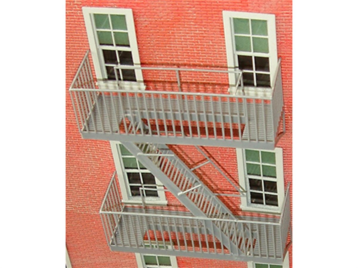 Tichy 2044 O Classic Fire Escape/Platform Stair & Railings Plastic Kit(Set of 6)