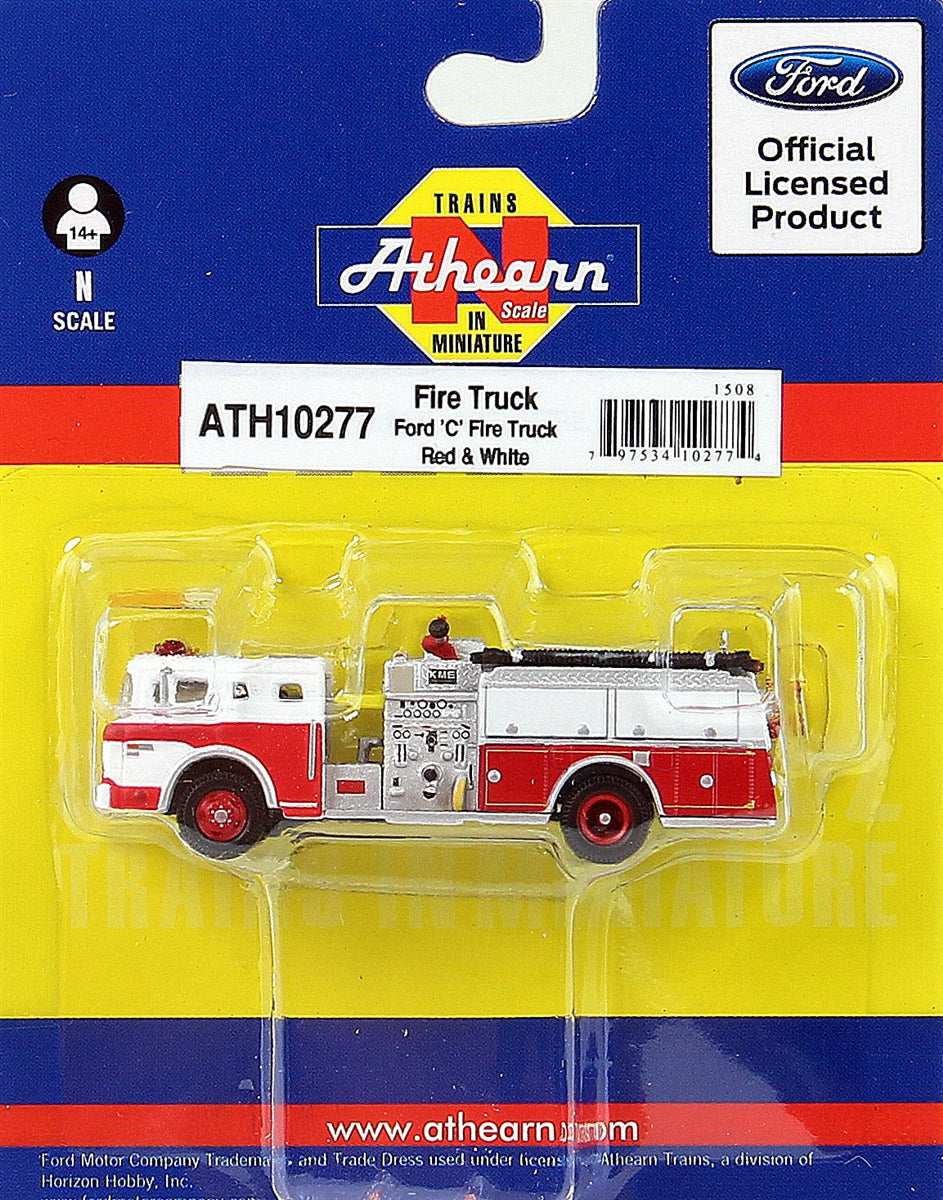 Athearn 10277 N RTR Ford C Fire Truck, Red and White