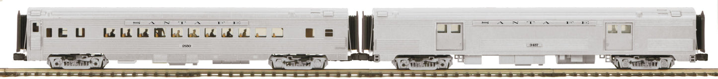 MTH 20-69280 O Santa Fe 70' ABS 2 Car Baggage/Coach Passenger Car (Ribbed)