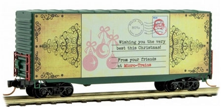 Micro Trains 10100818 N Christmas Postcard 40' Single Door Hi-Cube Boxcar
