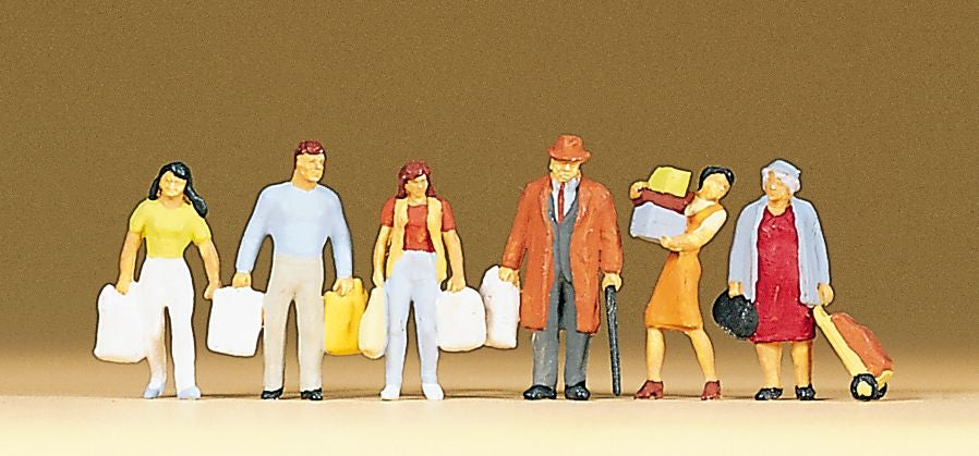 Preiser 10121 HO Shoppers Figures with Grocery Bag (Set of 6)