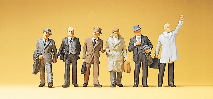 Preiser 10381 HO Businessmen Figures with Coat (Set of 6)