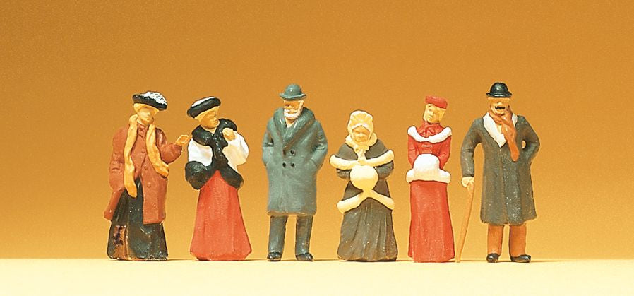 Preiser 12197 HO 1900's Passers-by Wearing Winter Clothes Figures (Set of 6)