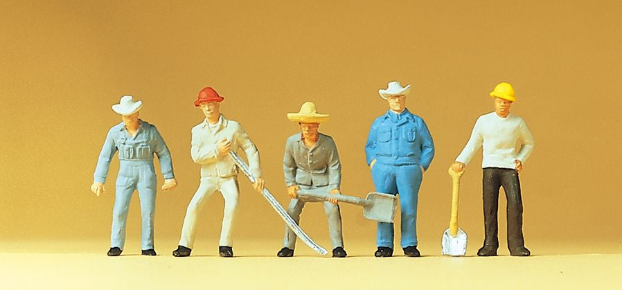 Preiser 14017 HO Track Workers Figures with Tools (Set of 5)