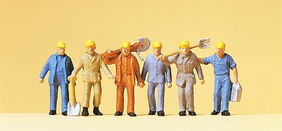 Preiser 14033 HO Railroad Personnel Track Workers Figures (Set of 6)