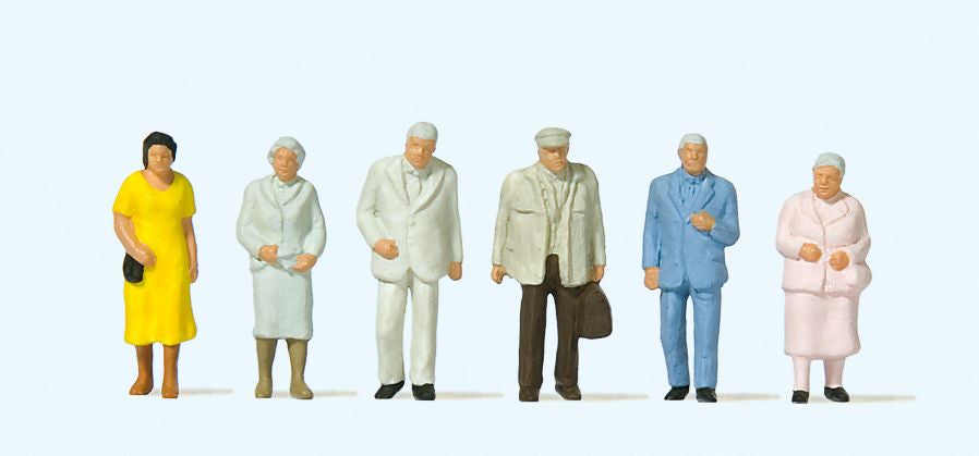 Preiser 14116 HO Standing Senior Citizen Passengers Figures (Set of 6)