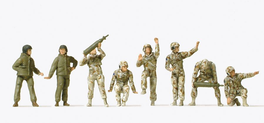 Preiser 16567 HO Unpainted US Army Tank Crew Plastic Figure Kit (Set of 8)