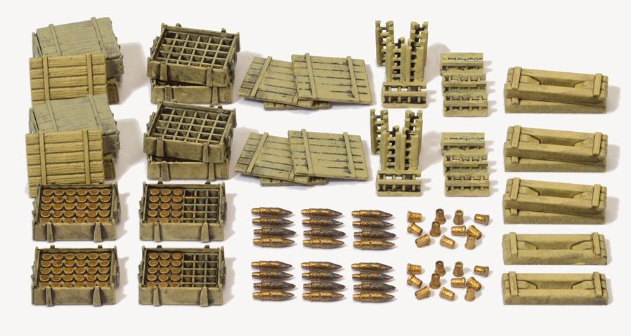Preiser 16603 HO Ammunition & Crates for 10.5cm Guns Plastic Model Kit