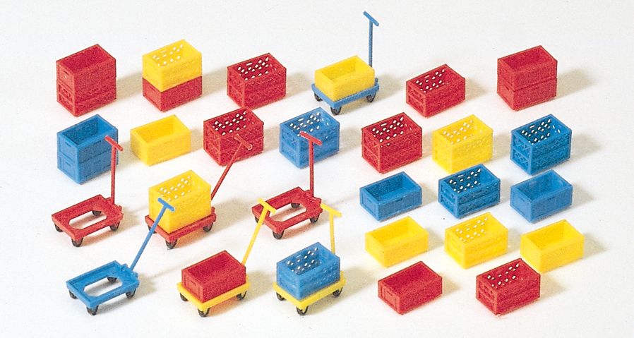 Preiser 17113 HO Plastic Stacking Boxes with Carts Plastic Model Kit
