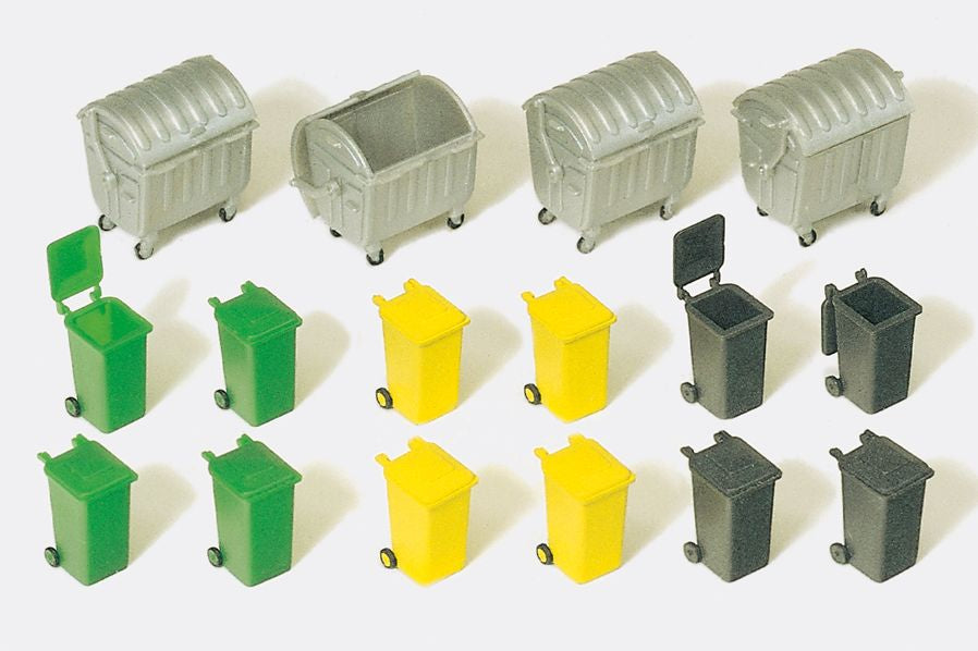 Preiser 17202 HO Trash Container Assortment Plastic Model Kit (Set of 16)