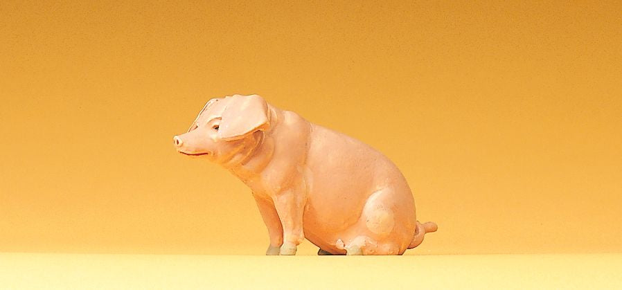 Preiser 47047 G Animals - Sitting Pig Figure
